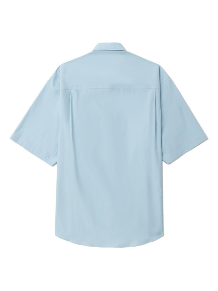 Sax Blue Short-sleeved Cotton Shirt