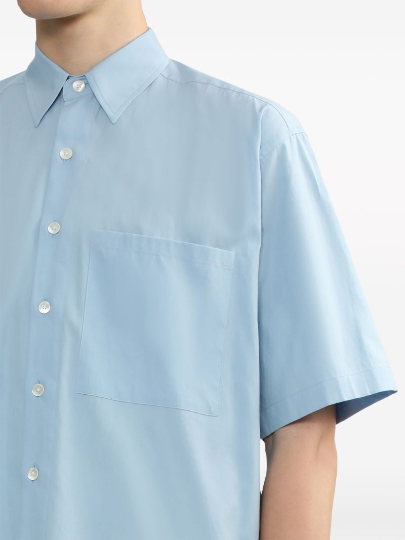 Sax Blue Short-sleeved Cotton Shirt