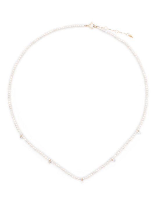 18kt Yellow Gold Pearl Diamond Necklace