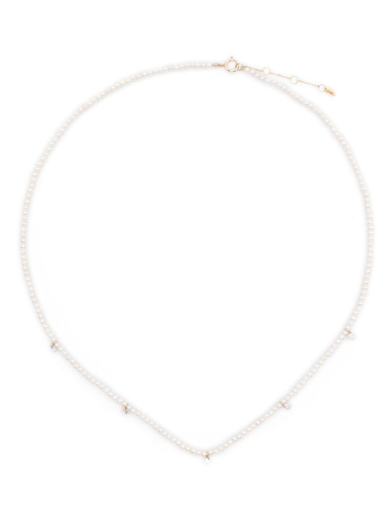 18kt Yellow Gold Pearl Diamond Necklace