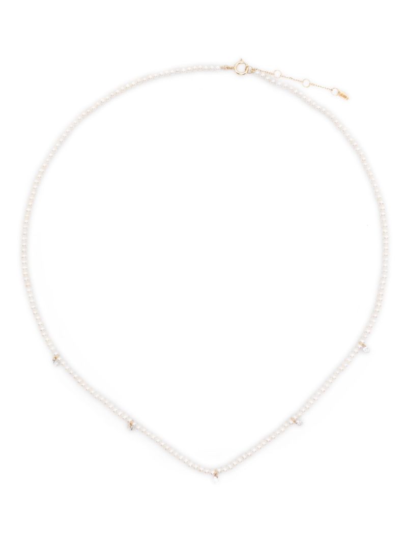 18kt Yellow Gold Pearl Diamond Necklace