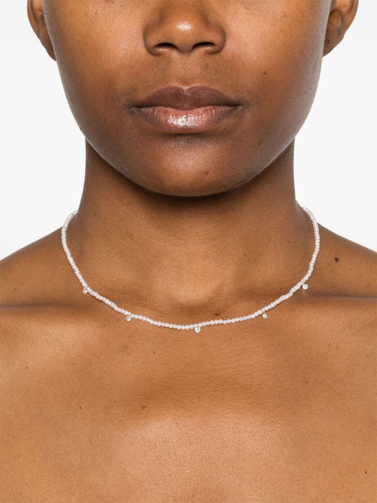 18kt Yellow Gold Pearl Diamond Necklace