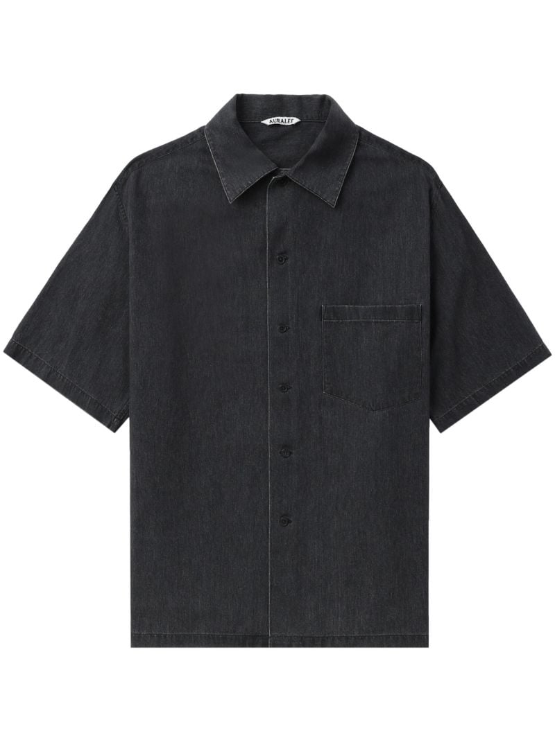 Black Short-sleeved Cotton Shirt