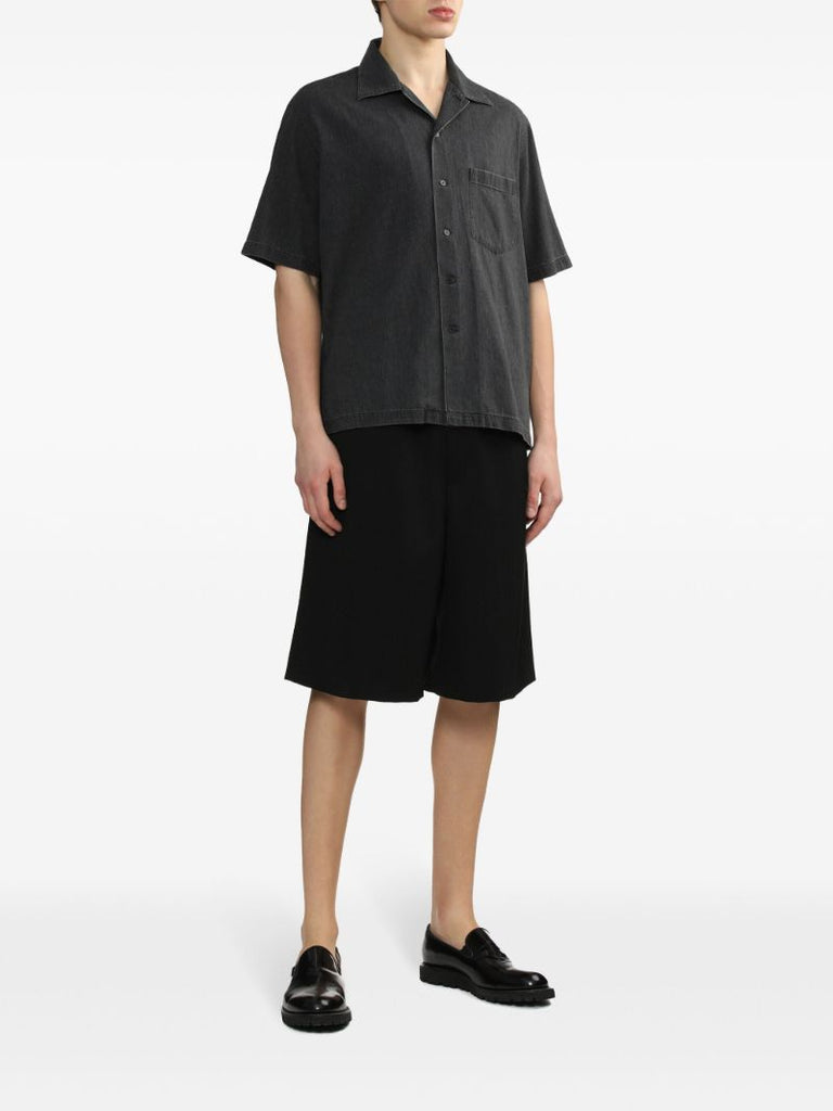 Black Short-sleeved Cotton Shirt