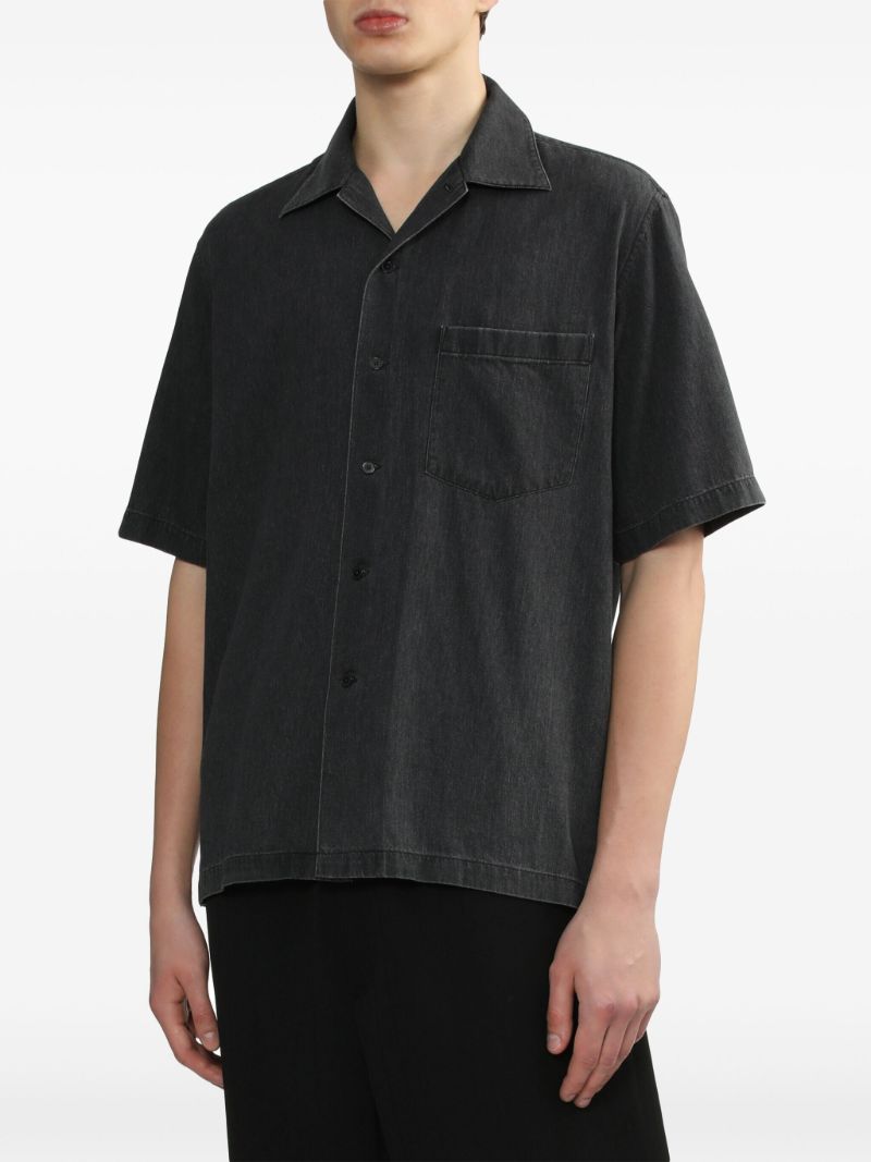 Black Short-sleeved Cotton Shirt