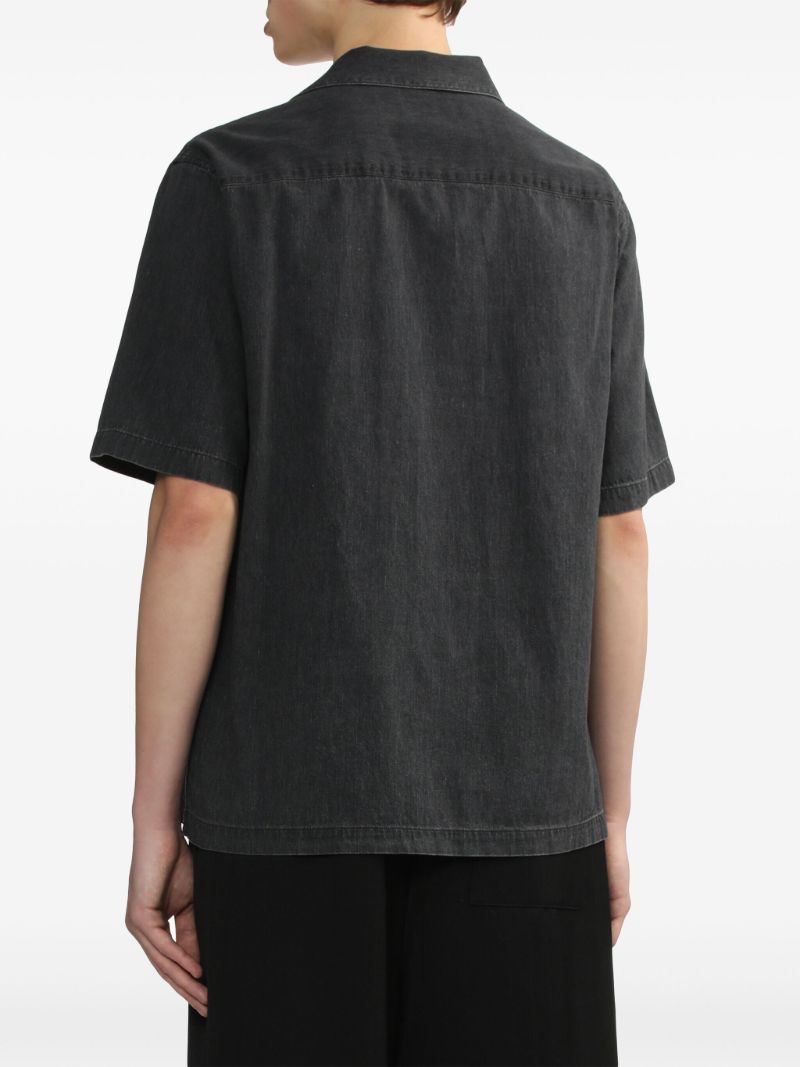 Black Short-sleeved Cotton Shirt