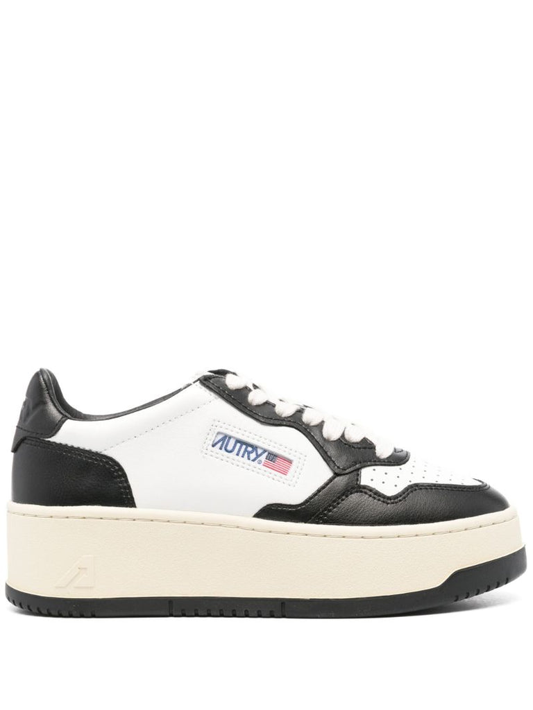 White Medalist Platform Low Leather Sneakers