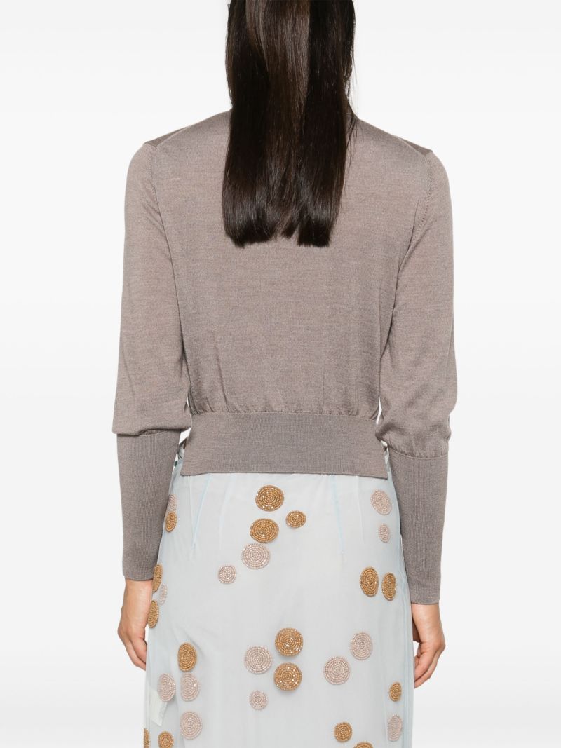 Neutral Crystal-embellished Polo Top
