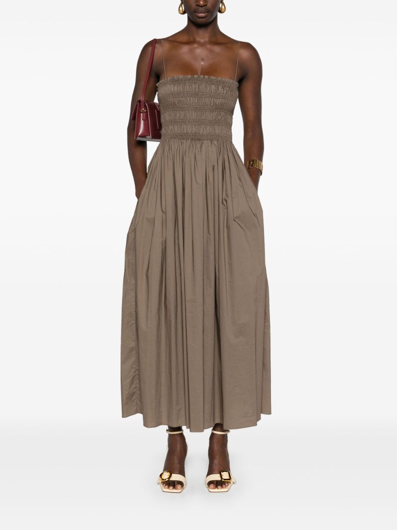 Brown Smocked Organic Cotton Dress