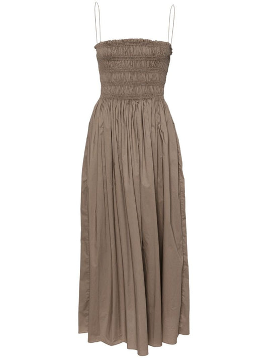 Brown Smocked Organic Cotton Dress