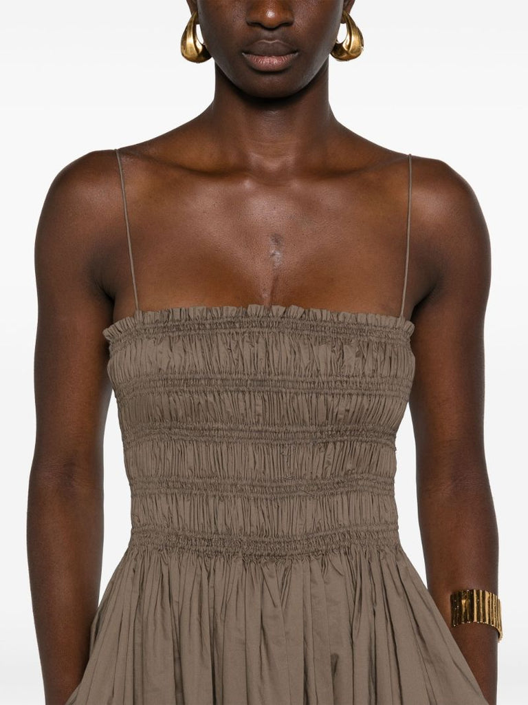 Brown Smocked Organic Cotton Dress