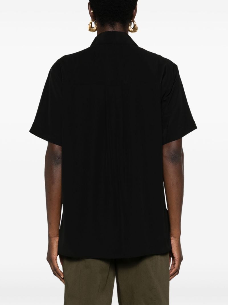 Black Point-collar Silk Shirt