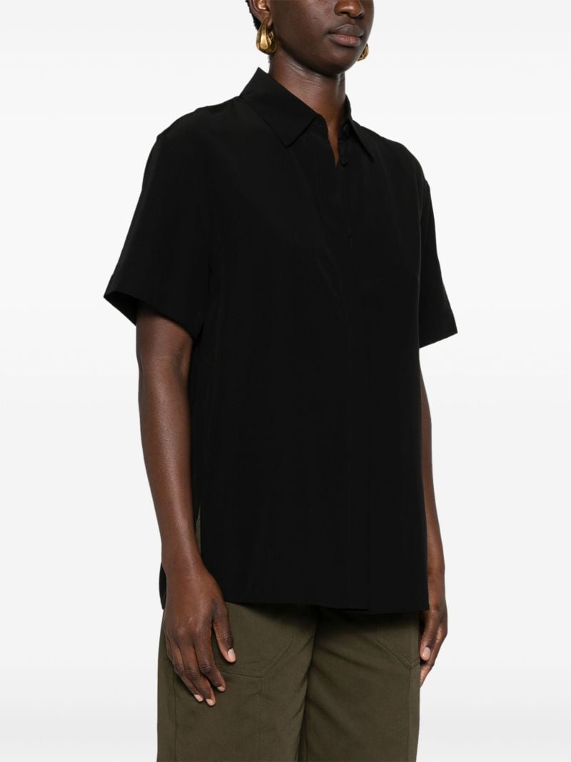 Black Point-collar Silk Shirt