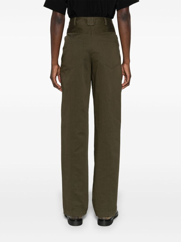 Green Straight-leg Twill Trousers