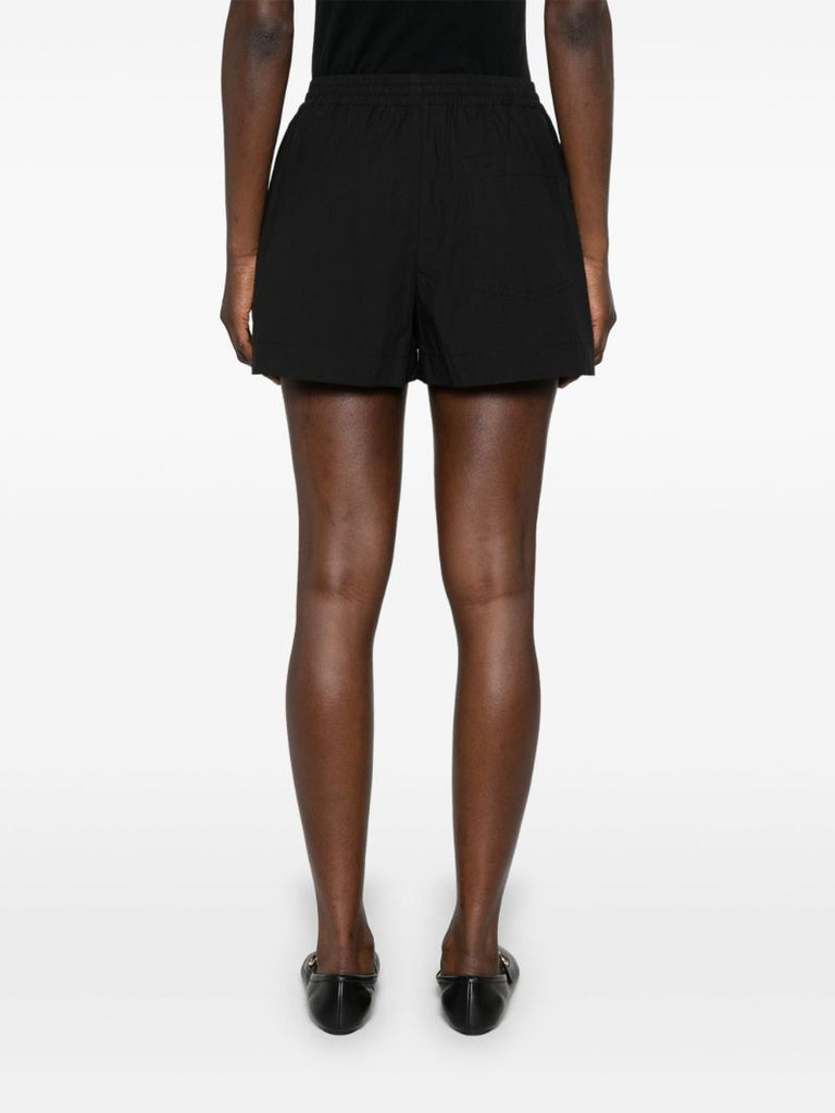 Black Drawstring Organic Cotton Track Shorts