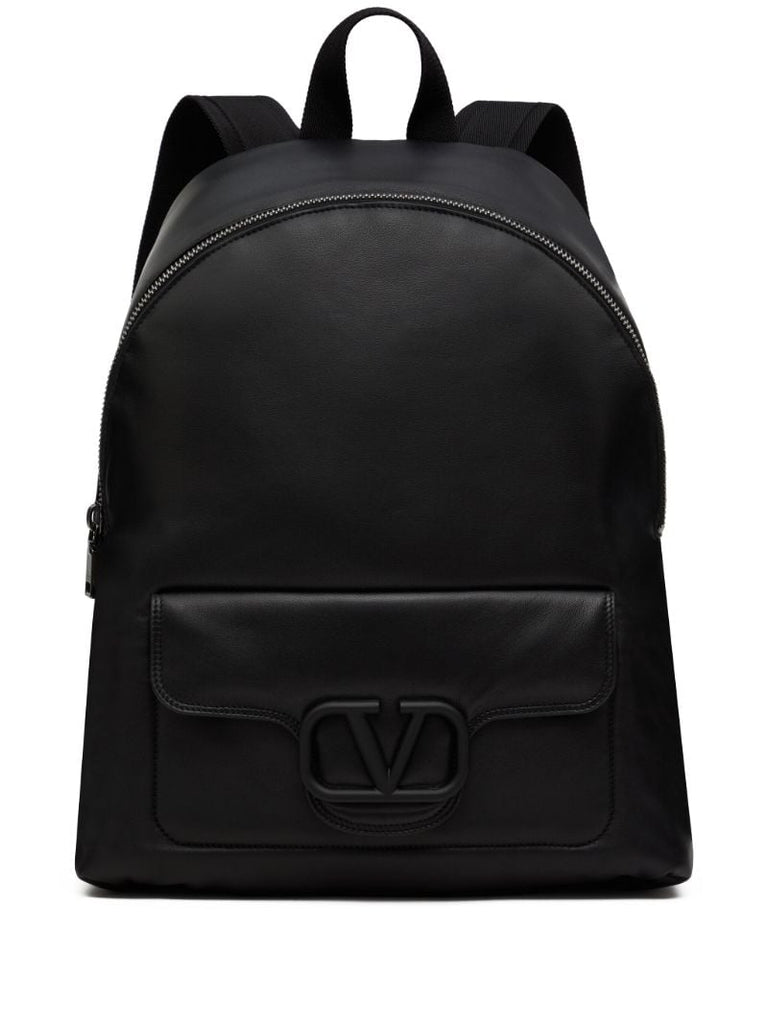 Black Vlogo Nappa Leather Backpack