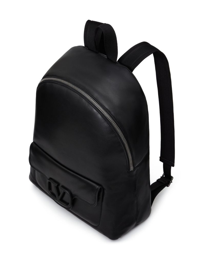Black Vlogo Nappa Leather Backpack
