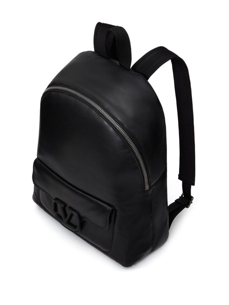 Black Vlogo Nappa Leather Backpack