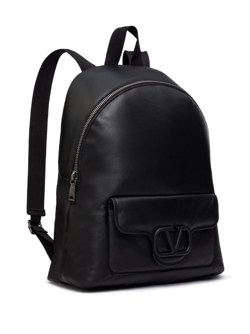 Black Vlogo Nappa Leather Backpack