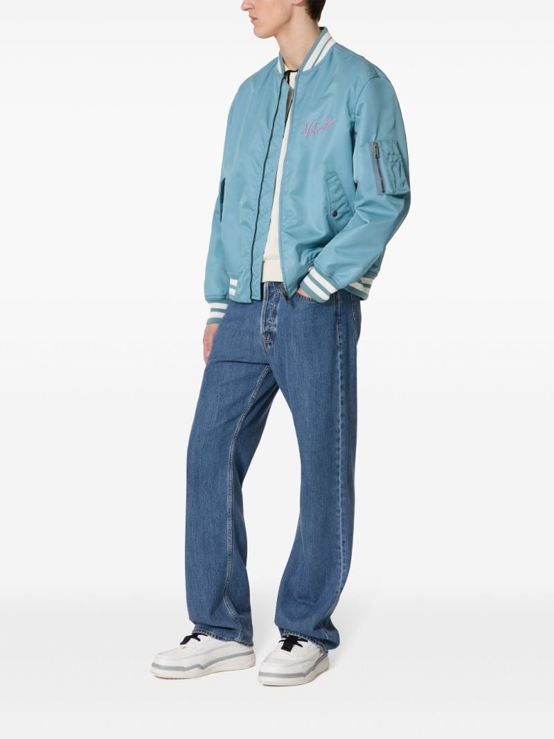 Blue Logo-embroidered Bomber Jacket
