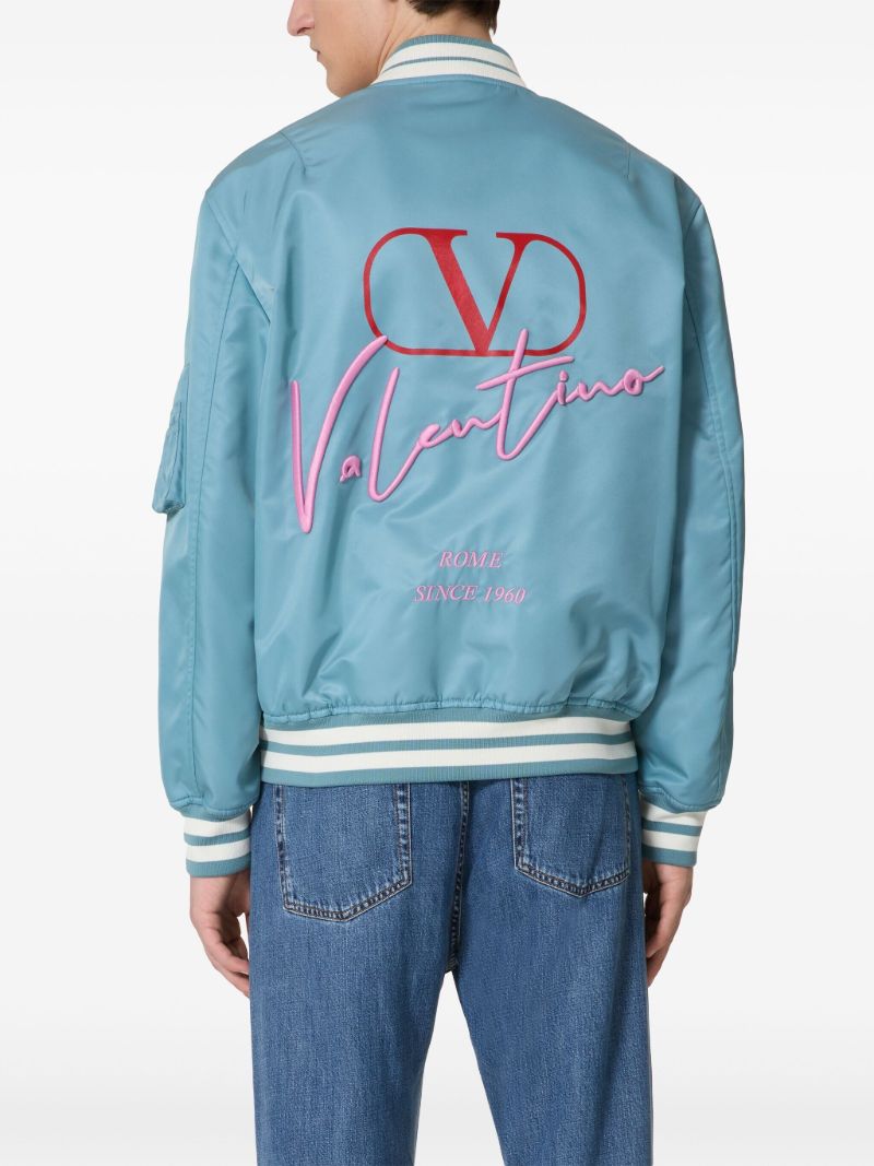 Blue Logo-embroidered Bomber Jacket