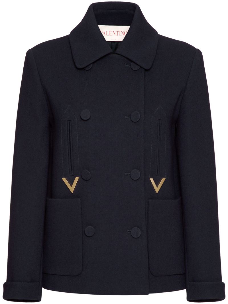 Blue Double-breasted Peacoat
