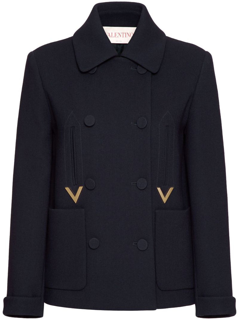 Blue Double-breasted Peacoat