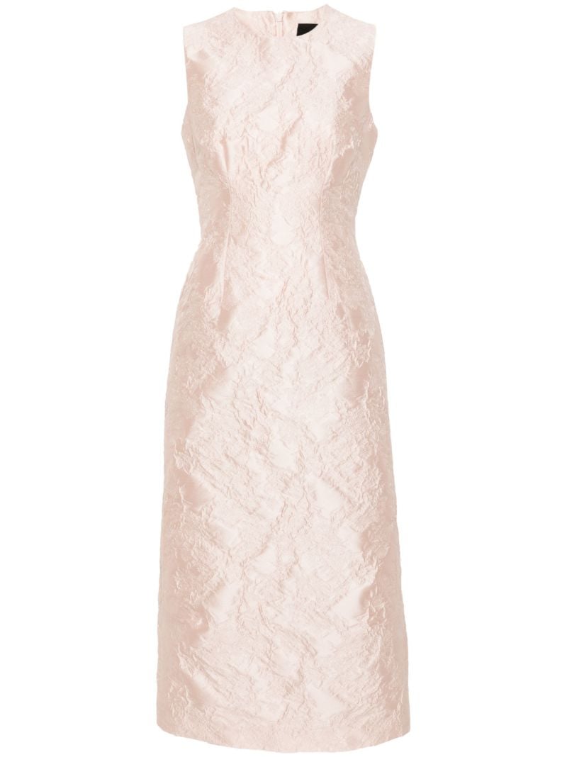 Pink Crinkled-effect Midi Dress