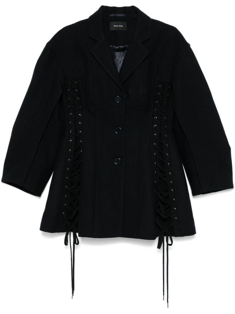 Blue Lace-up Corset Blazer