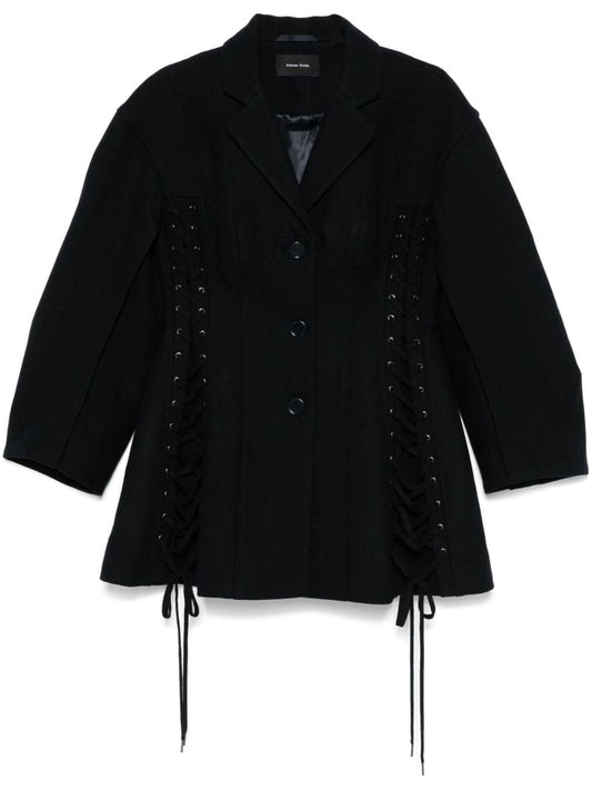Blue Lace-up Corset Blazer