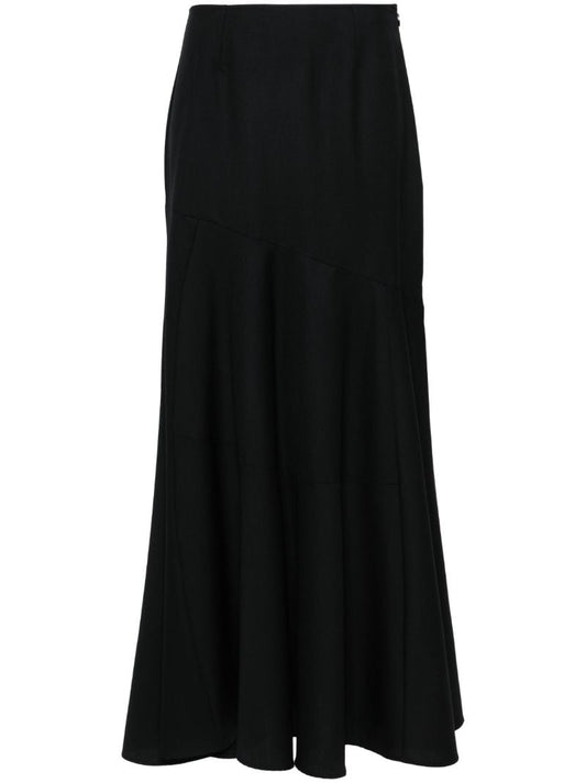 Black Virgin-wool Maxi Skirt