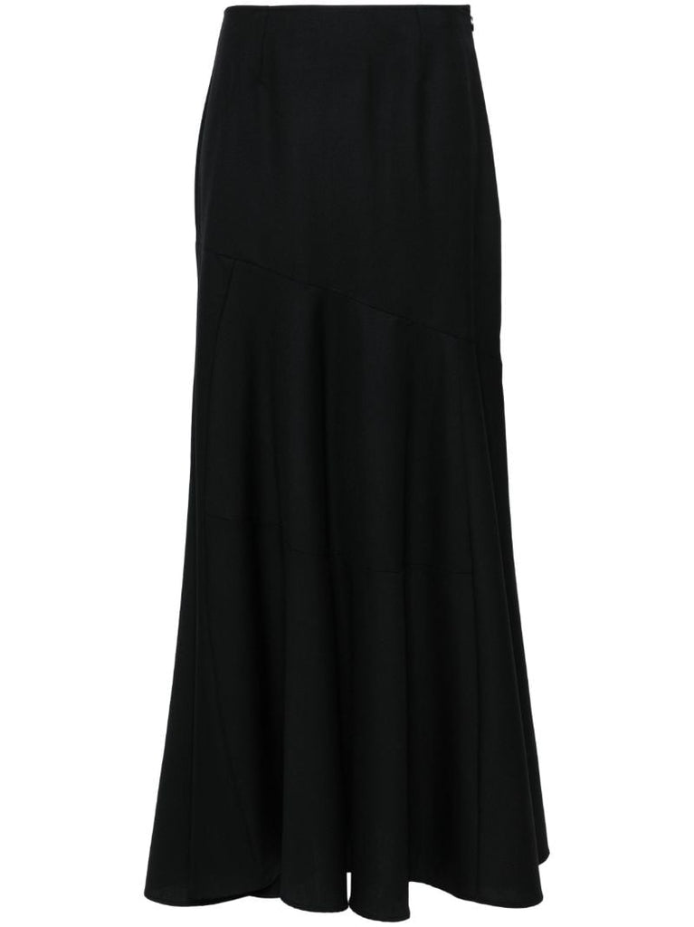 Black Virgin-wool Maxi Skirt