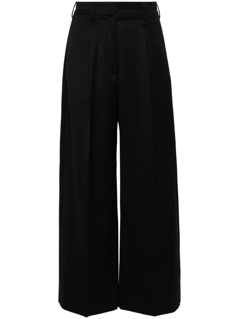 Black Pleated Wide-leg Trousers