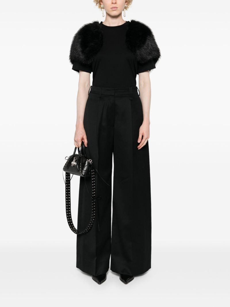 Black Pleated Wide-leg Trousers