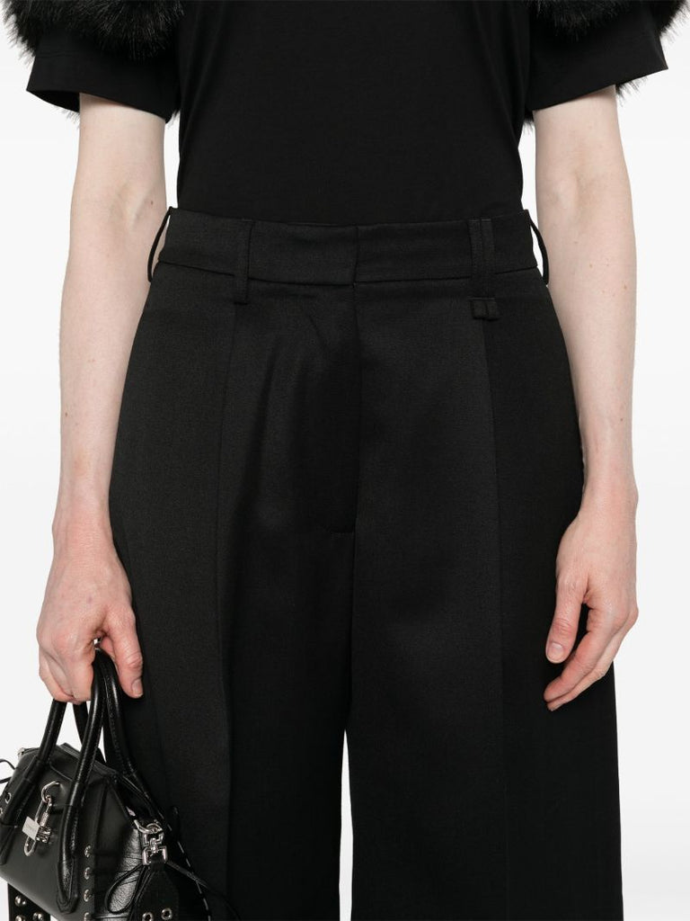 Black Pleated Wide-leg Trousers