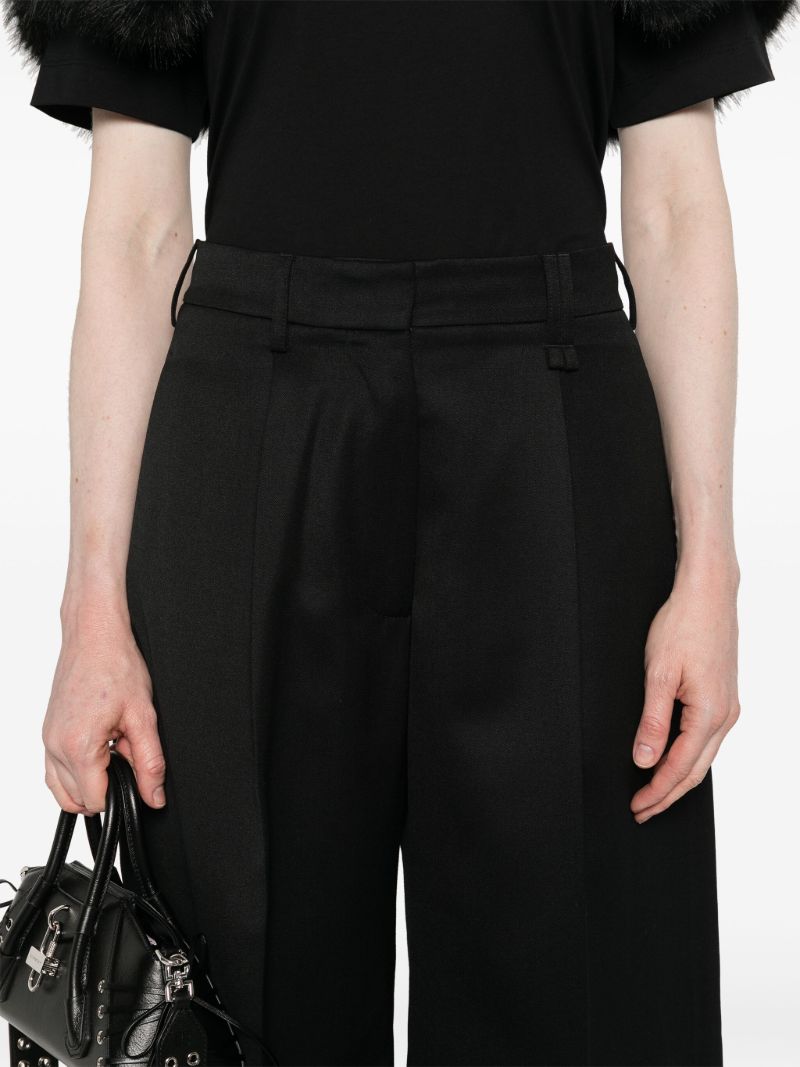 Black Pleated Wide-leg Trousers