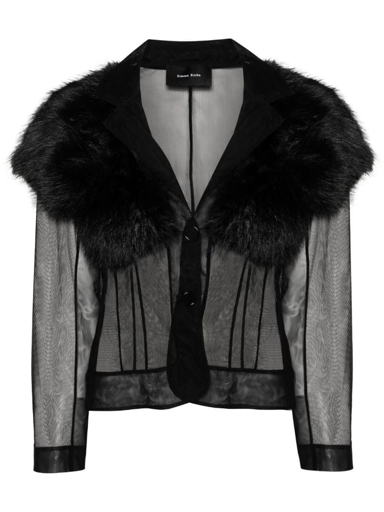 Black Faux-fur Tulle Jacket