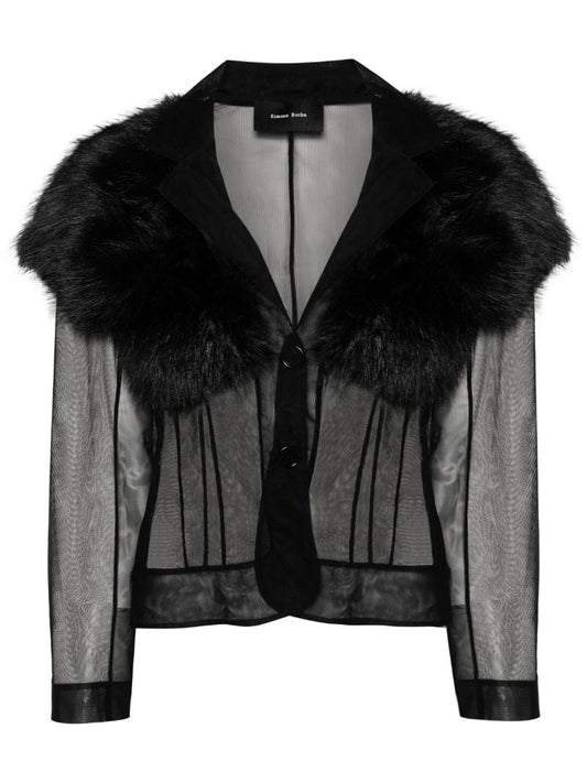 Black Faux-fur Tulle Jacket