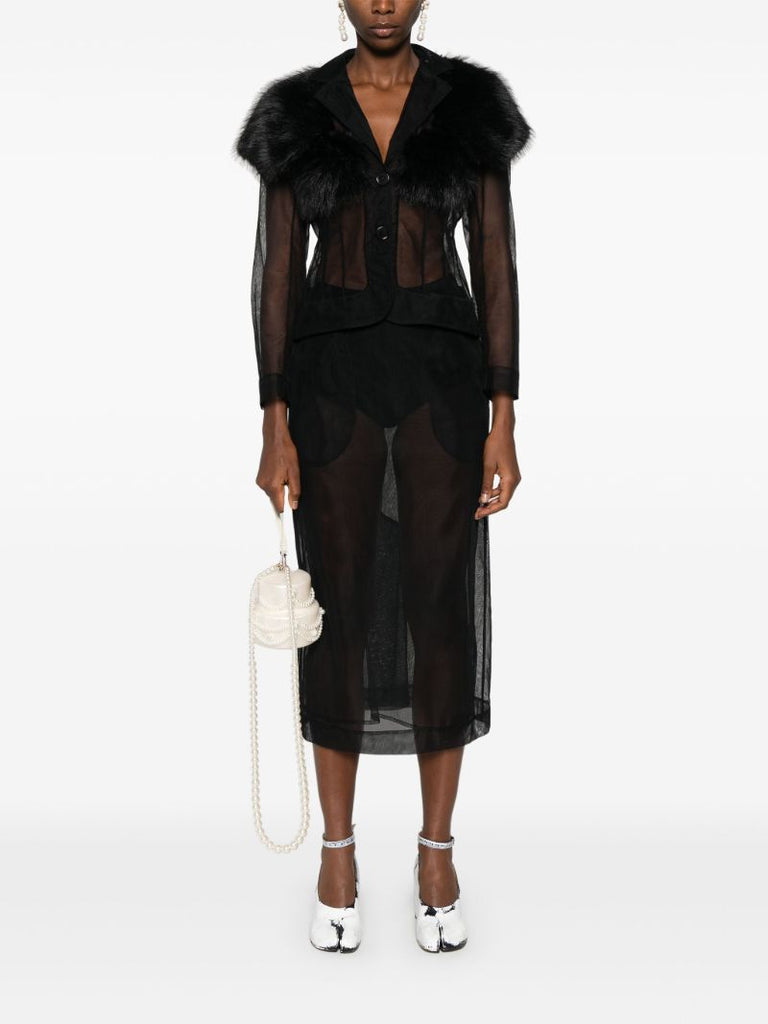Black Faux-fur Tulle Jacket
