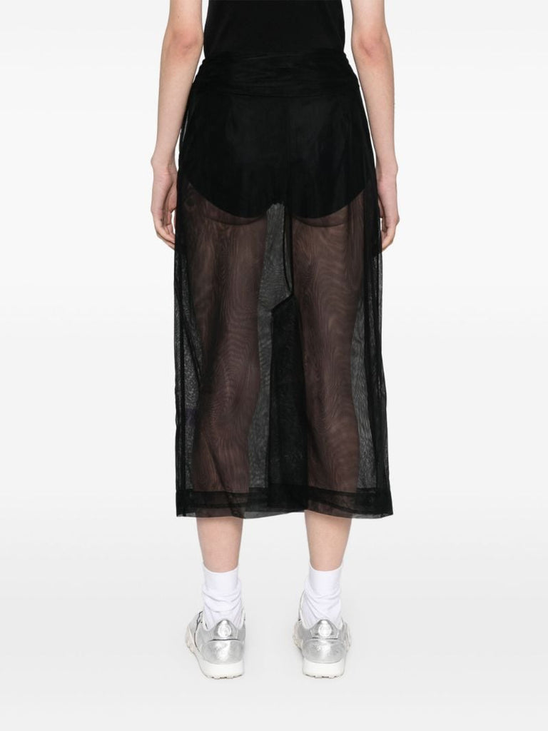 Black Sheer Tulle Midi Skirt