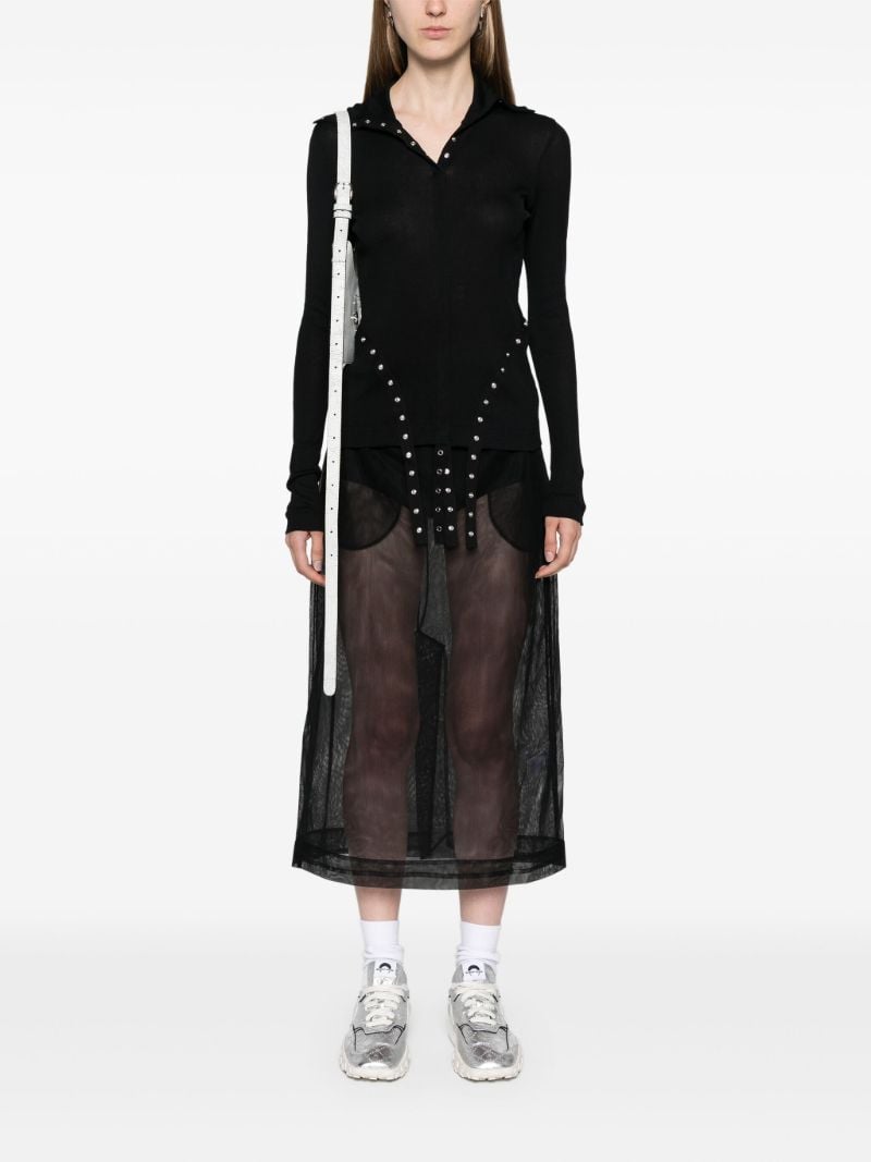 Black Sheer Tulle Midi Skirt