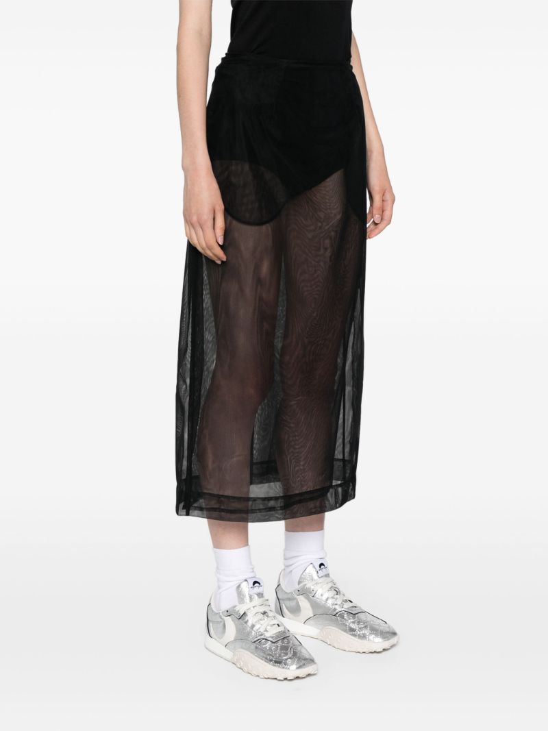Black Sheer Tulle Midi Skirt