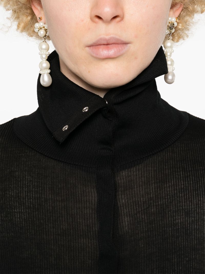 Black Strap-embellished Cotton Sweater