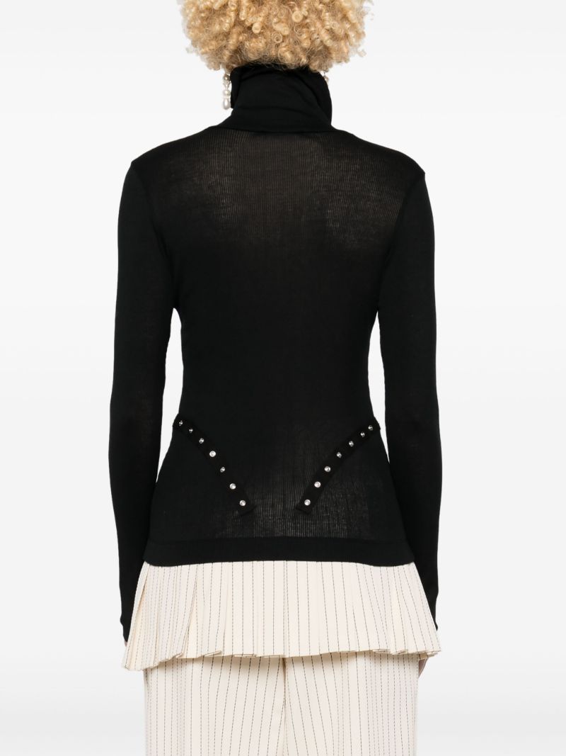 Black Strap-embellished Cotton Sweater