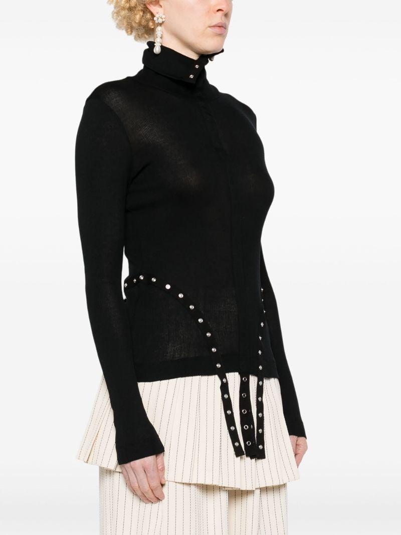 Black Strap-embellished Cotton Sweater