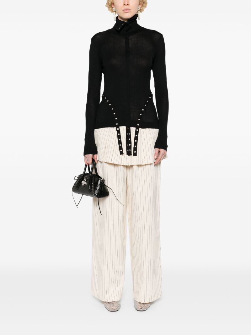 Black Strap-embellished Cotton Sweater