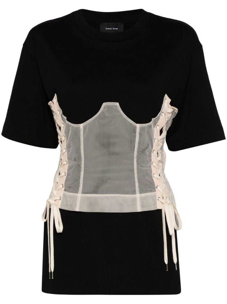 Black Corset Panel T-shirt
