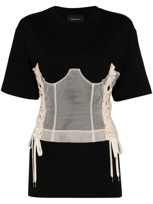 Black Corset Panel T-shirt