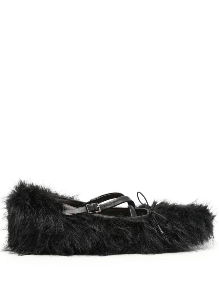 Black Faux-fur Ballet Pumps