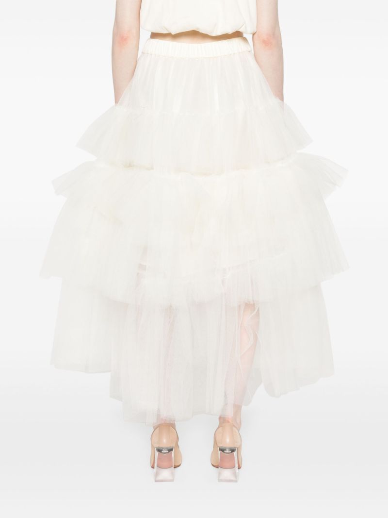 White Ruffled Tiered Tulle Skirt
